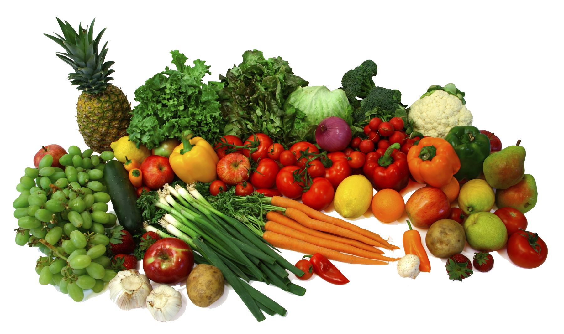 detailed picture of a pile of fruit and vegetables